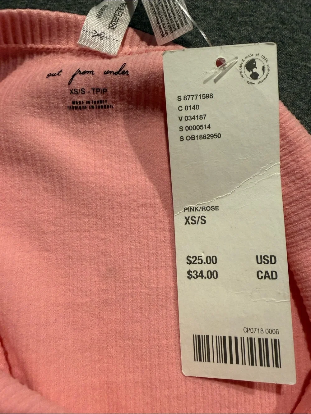 Urban Outfitters Out From Under Pink Ribbed Women’s Tube Top